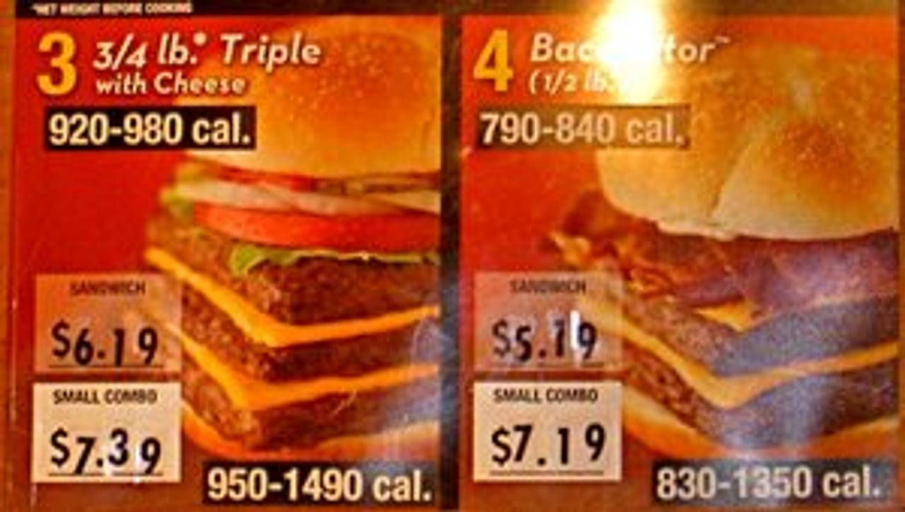 This Wendy's menu in New York lists calories (Photo by Ed Yourdon)