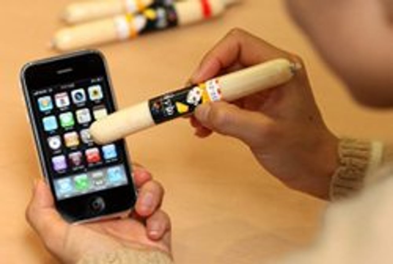 CJ Corporation's sausage being employed as iPhone meat wand