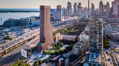 The Distillery District is getting a gorgeous brick condo with a co-working space, indoor pool and pet spa