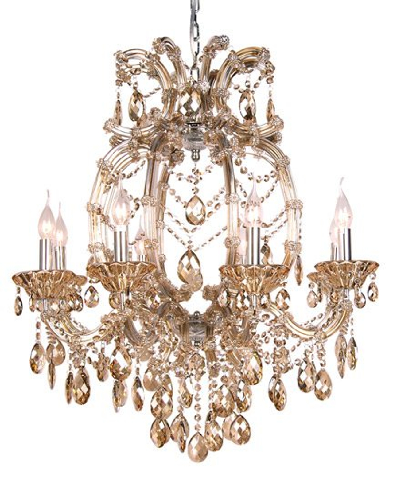 The Find: a glamorous, champagne-coloured chandelier