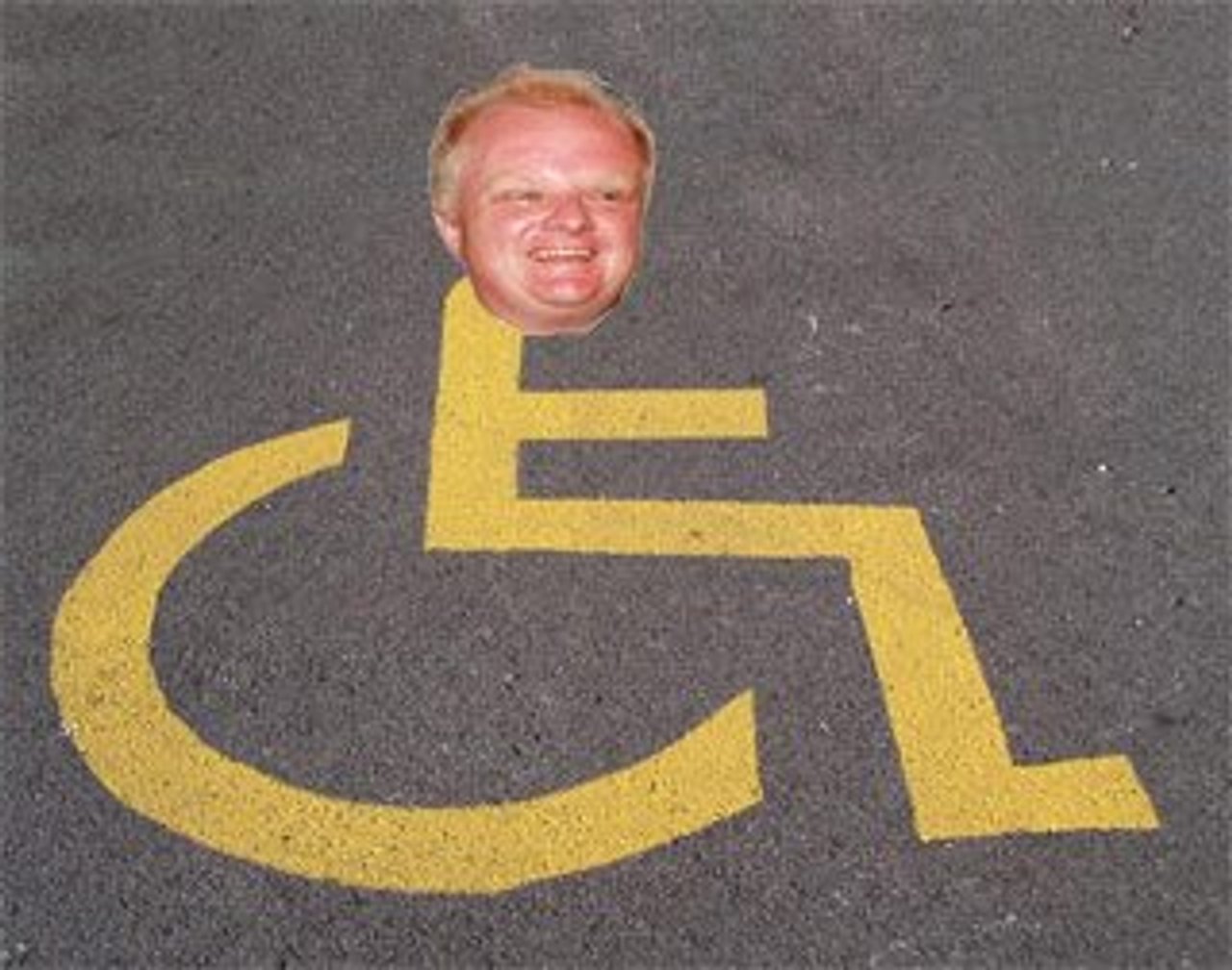 Rob Ford wages his own war on the car—no, really: he thinks cars illegally parked in handicapped spots are bad