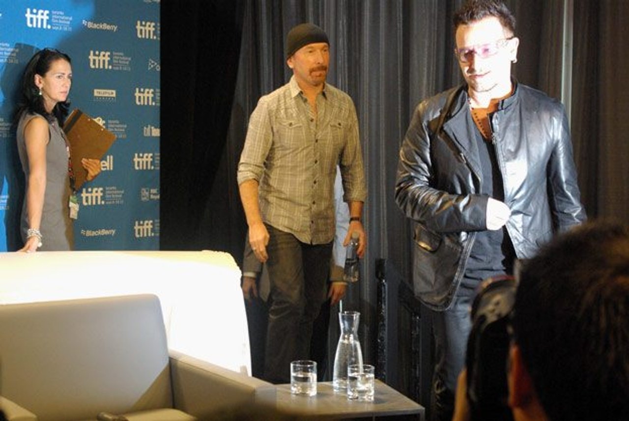 TIFF PHOTO GALLERY: Bono and The Edge get all reflective at the From the Sky Down press conference