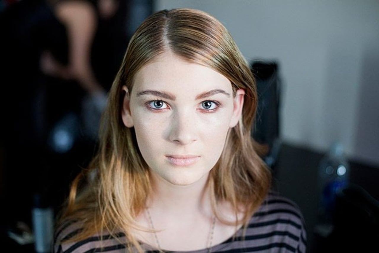 A model gets her closeup backstage at Greta Constantine (Image: Jenna Marie Wakani)