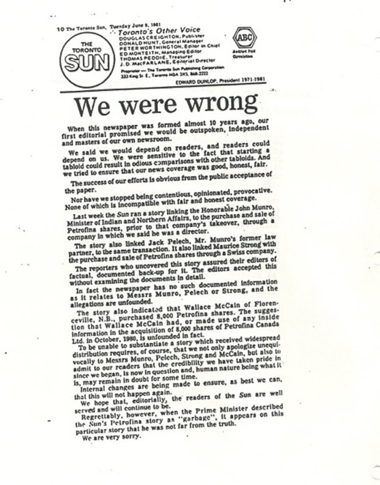 To celebrate the Toronto Sun’s 40th birthday, we offer a selection of the paper’s more, er, memorable front pages