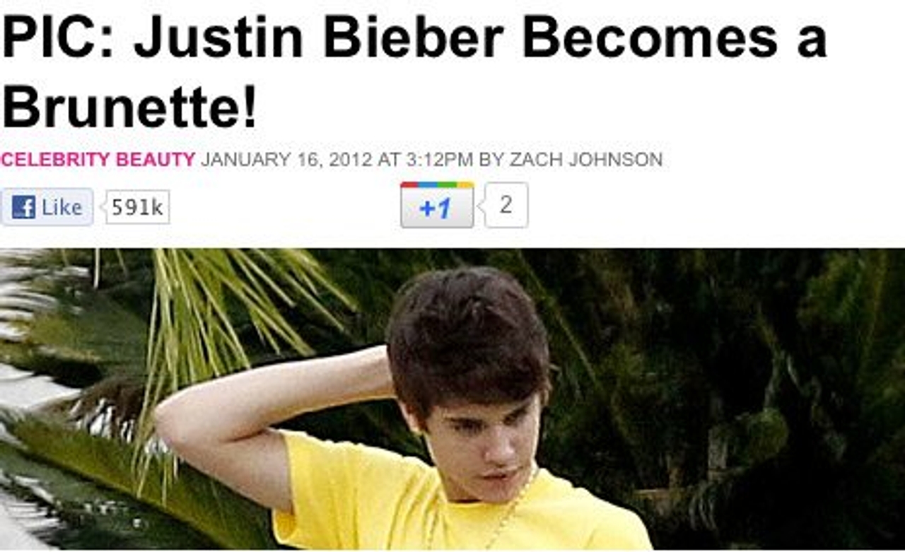 Justin Bieber is now a brunette (Image: screengrab from US Weekly)