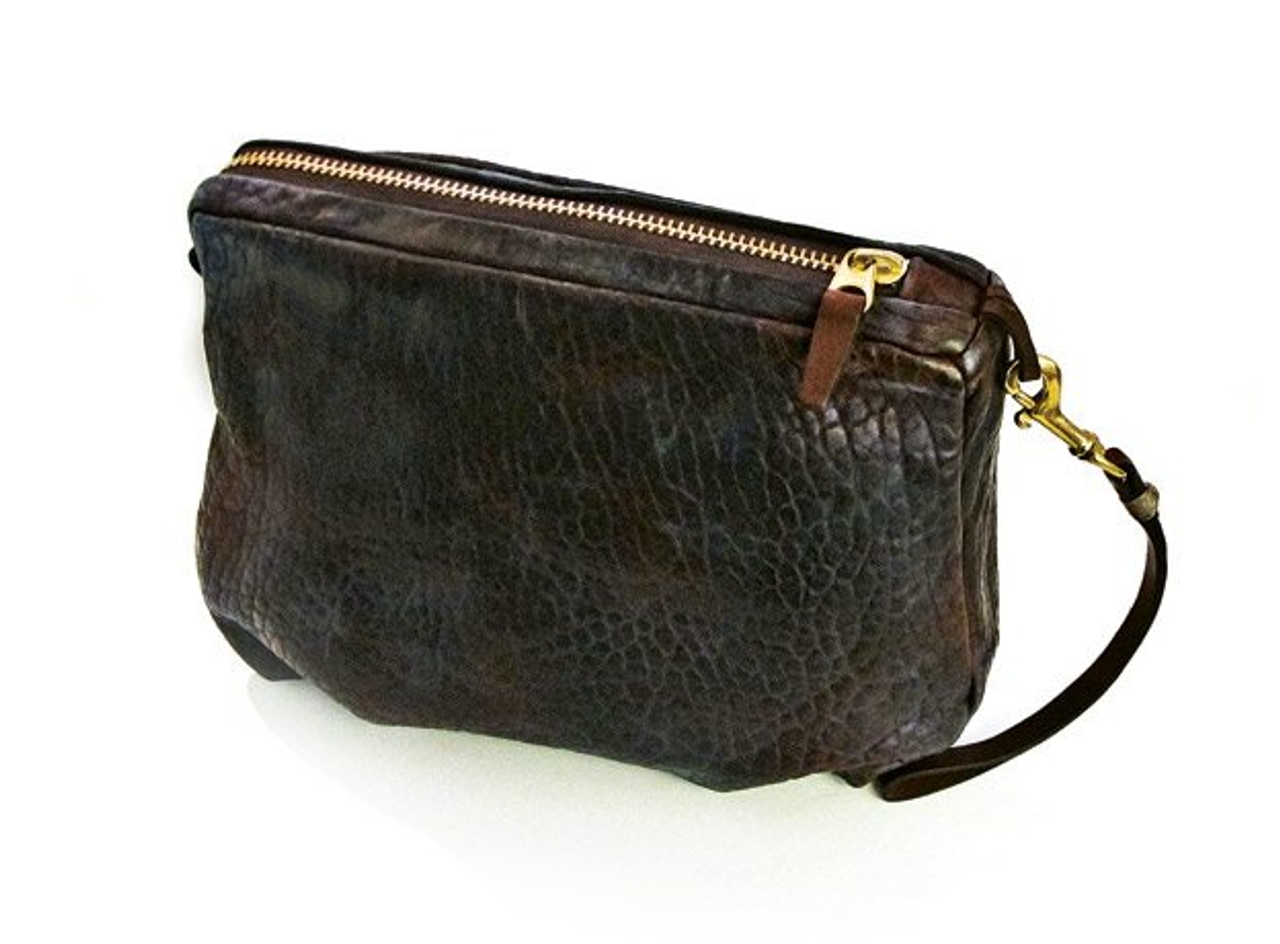 COGNAC-BROWN LAMBSKIN CLUTCH