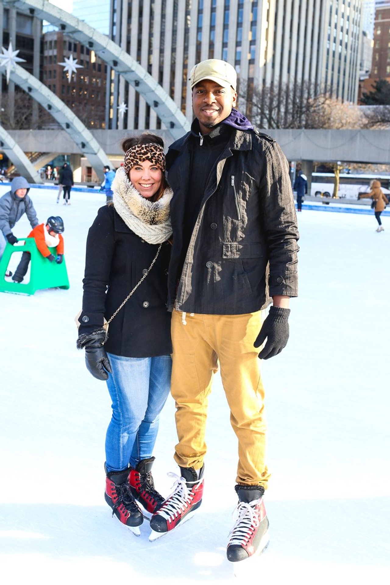Street Style: bundled-up out-of-towners and students show off their ice-skating style at Nathan Phillips Square
