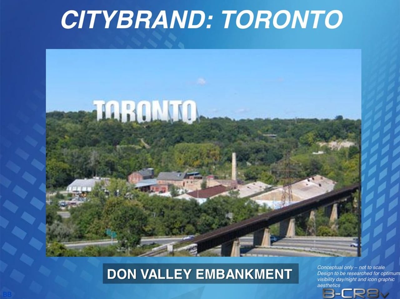 A marketer says these renderings of big "Toronto" signs are proof the city owes him $2.5 million