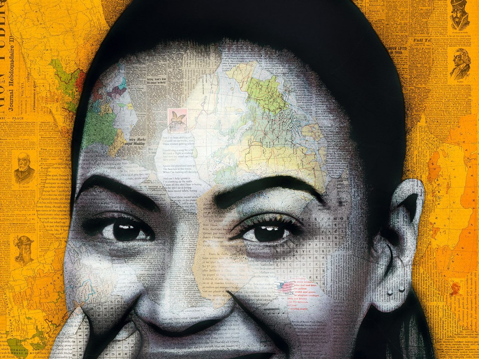 This artist creates one-of-a-kind celebrity portraits on maps