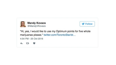 Here are a bunch of people making the exact same joke about Shoppers Drug Mart selling weed