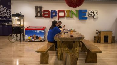 Inside G Adventures' Toronto HQ, with lights made of iMacs, a Star Wars-themed meeting room and a ball pit