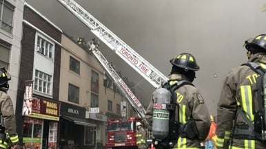 A St. Clair West badminton club is in the process of burning down