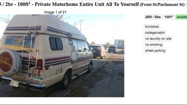Someone is trying to rent out their van as a cheap apartment