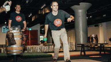 Inside a gigantic new Riverdale bar, with a nine-hole bocce ball course and gourmet restaurant
