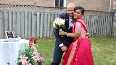 Our two-day, 450-guest wedding was cancelled, so we livestreamed our backyard ceremony over Zoom