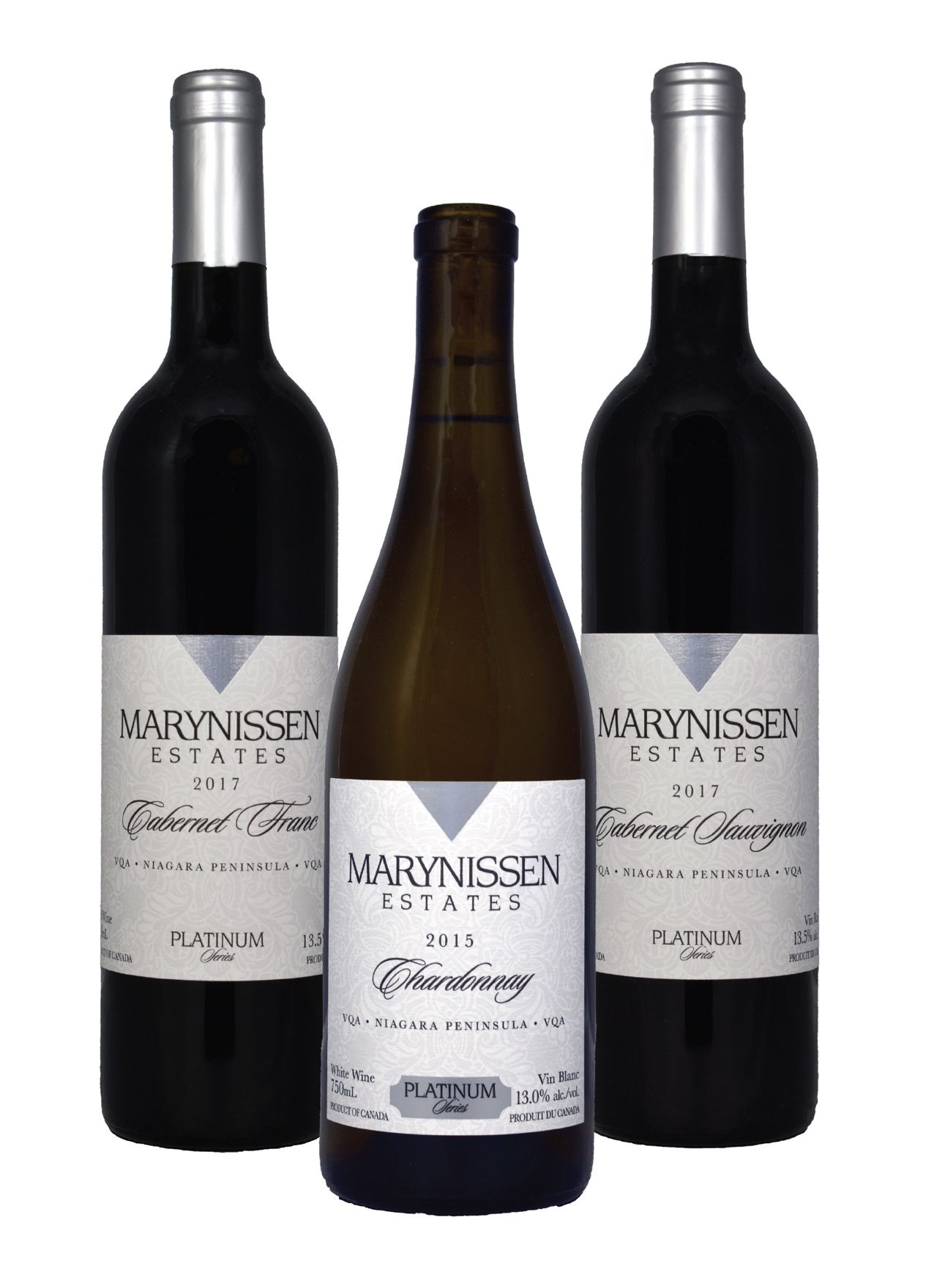 Three bottles of wine from Marynissen Estates