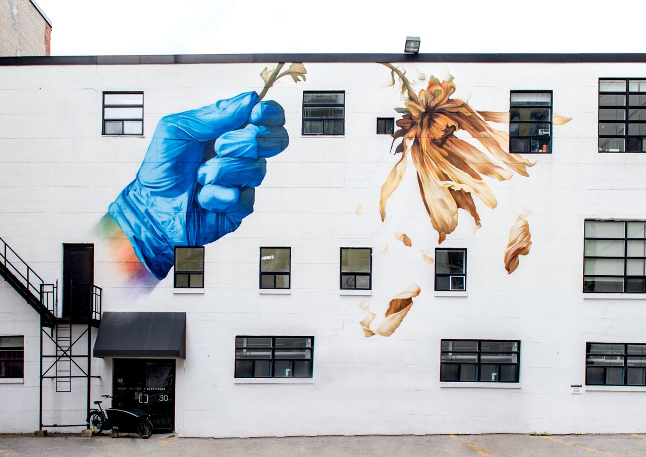 Ten striking new murals honouring front-line workers have popped up across the city