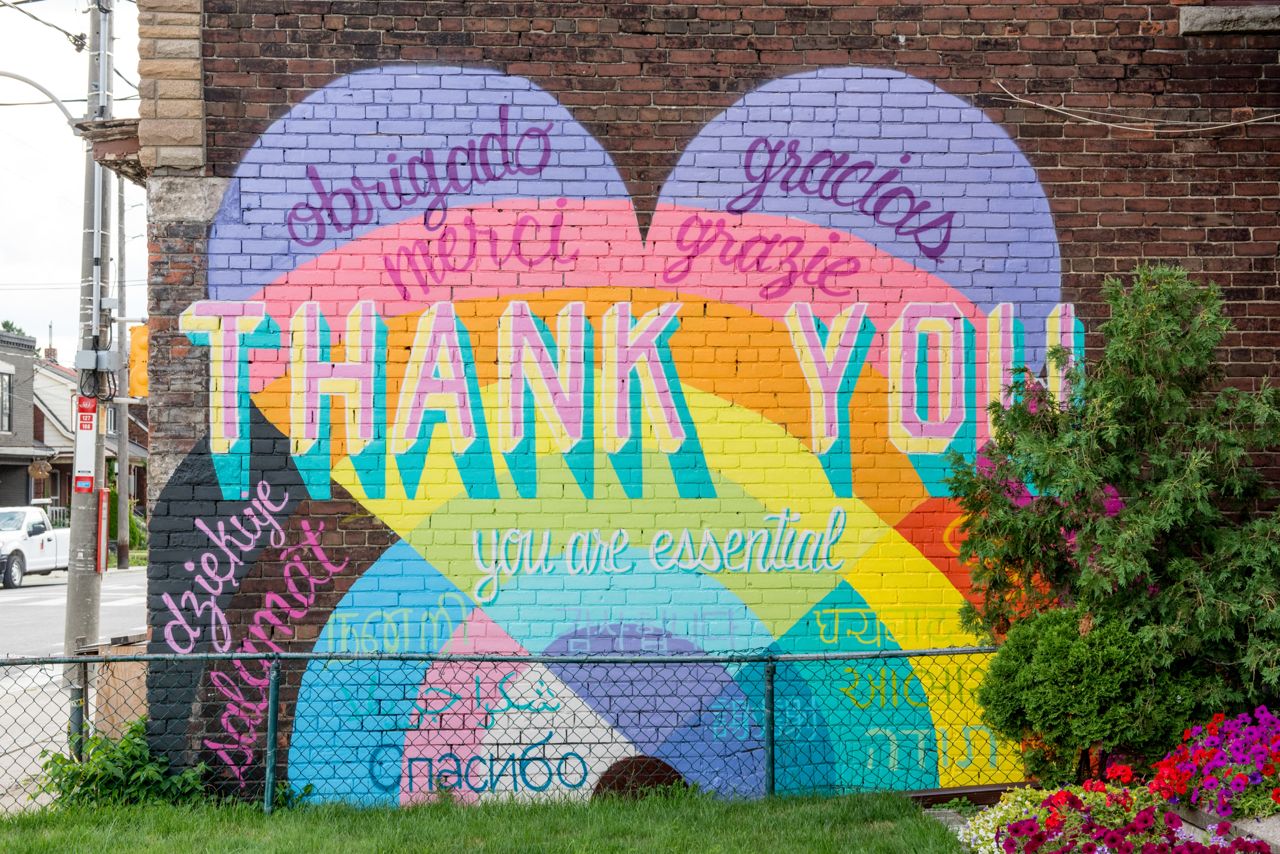 Ten striking new murals honouring front-line workers have popped up across the city