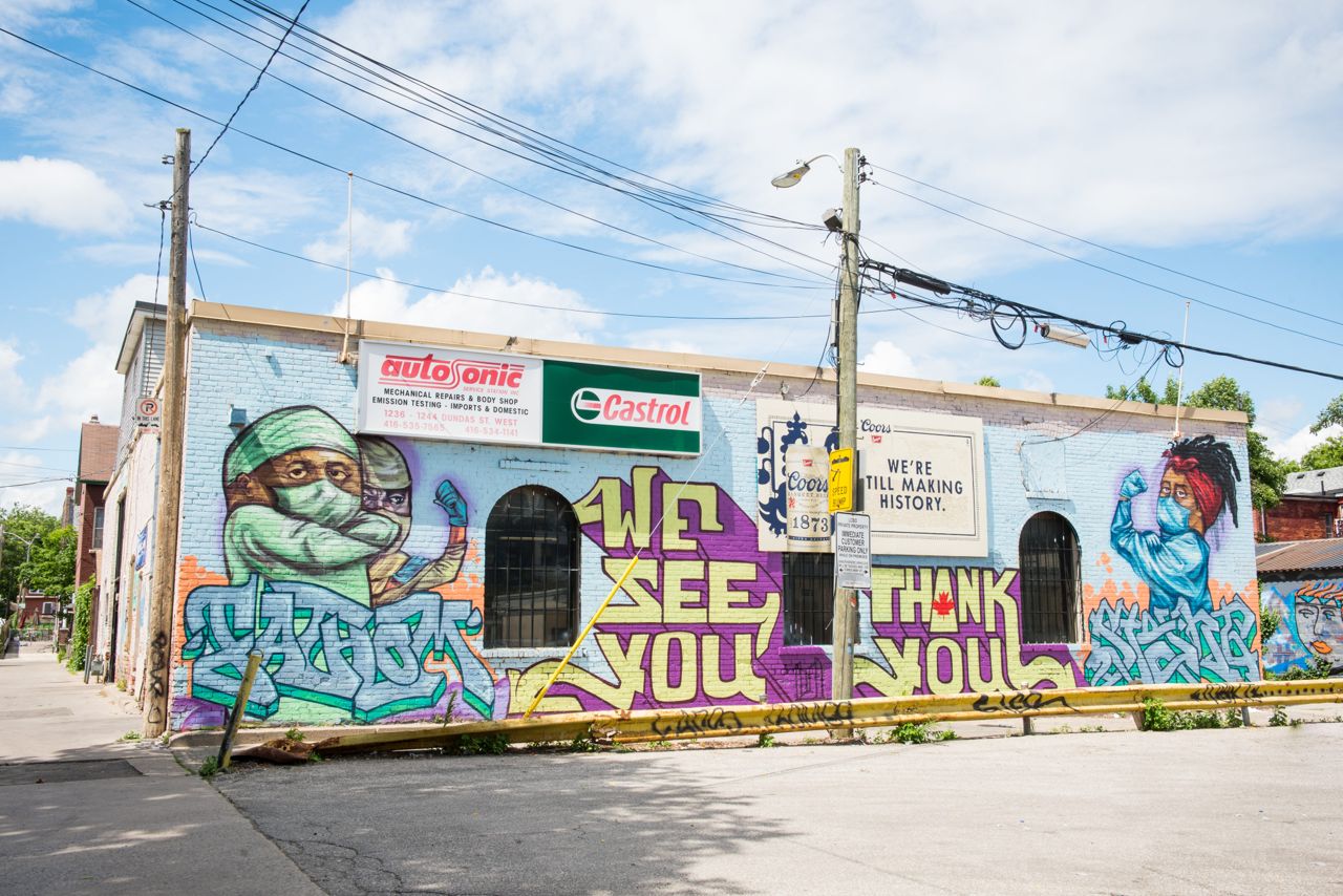 Ten striking new murals honouring front-line workers have popped up across the city