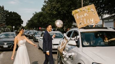 Real Weddings: Inside a backyard ceremony with a surprise drive-by parade