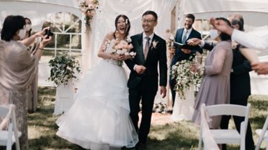 When lockdowns lifted, this couple added 70 guests to their backyard wedding