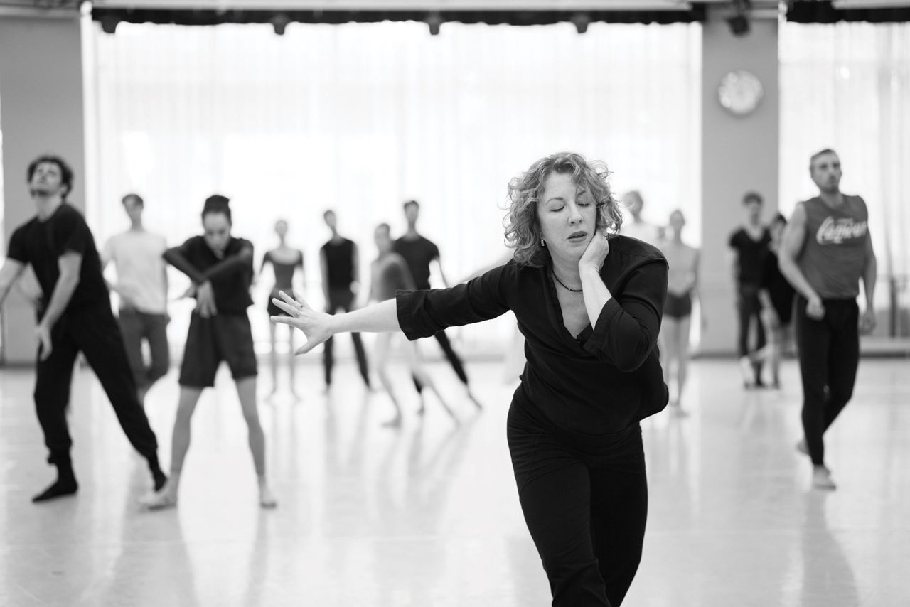 Choreographer Helen Pickett and artists in rehearsal for Emma Bovary