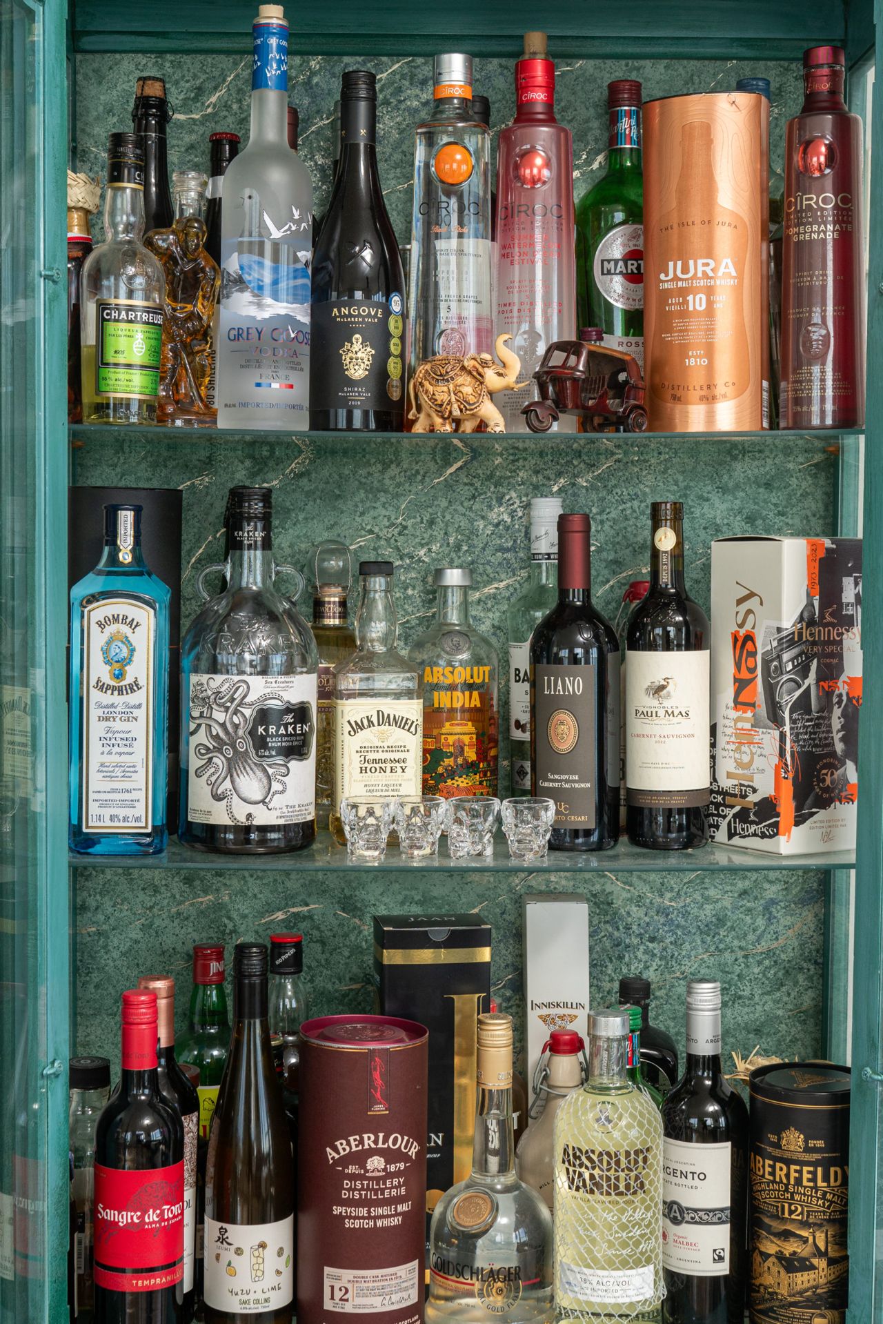 Ravneet's green liquor cabinet
