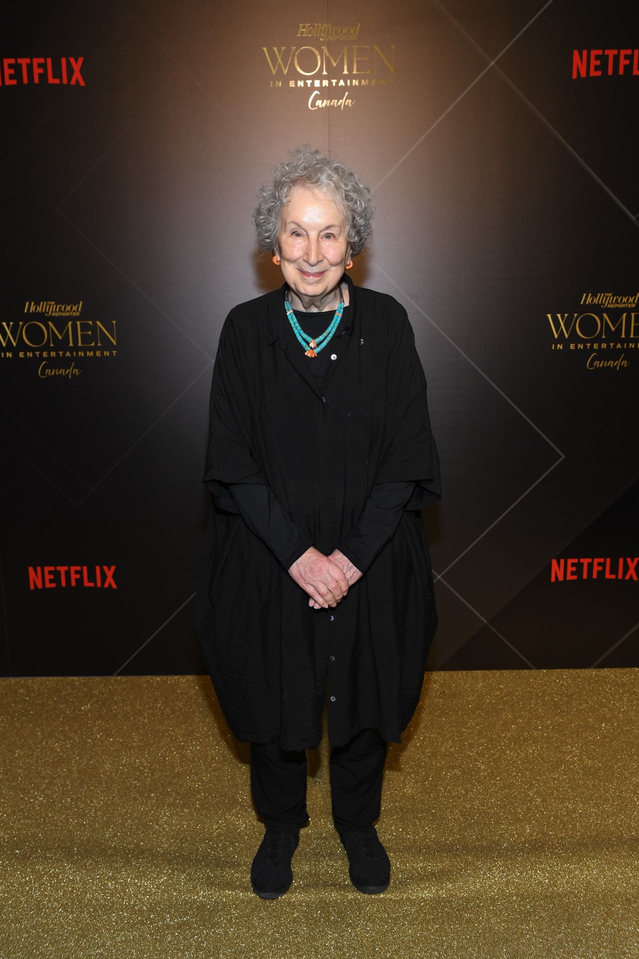 Margaret Atwood on the gold carpet at the Hollywood Reporter Women in Entertainment Canada gala