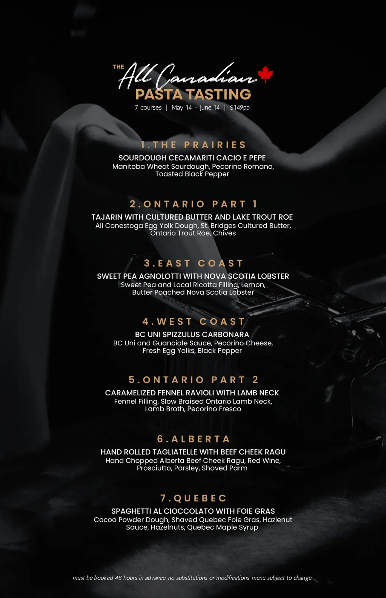 The all-Canadian pasta tasting menu at Amano Trattoria