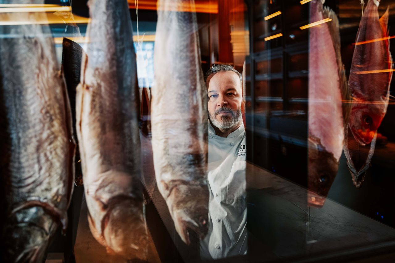 Chef Danny McCallum and dry-aged fish at Jacob's and Co. Steakhouse