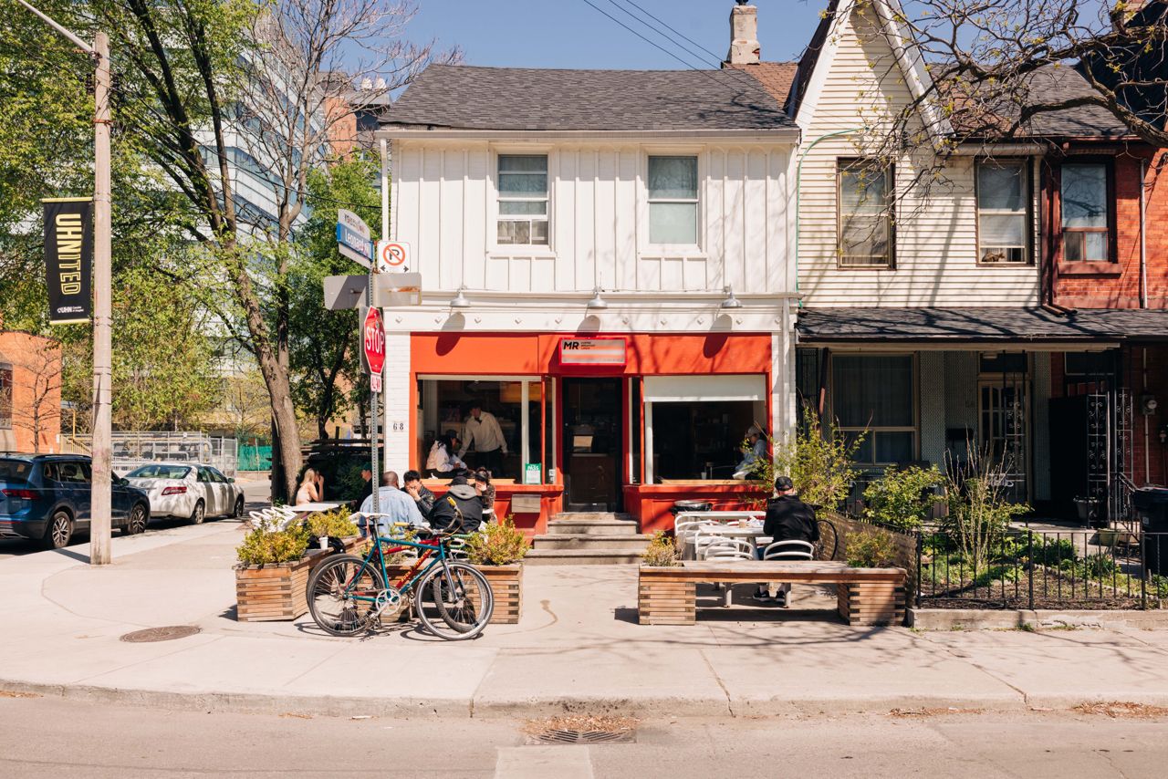 The exterior and patio of Made Rite in Toronto's Kensinton Market