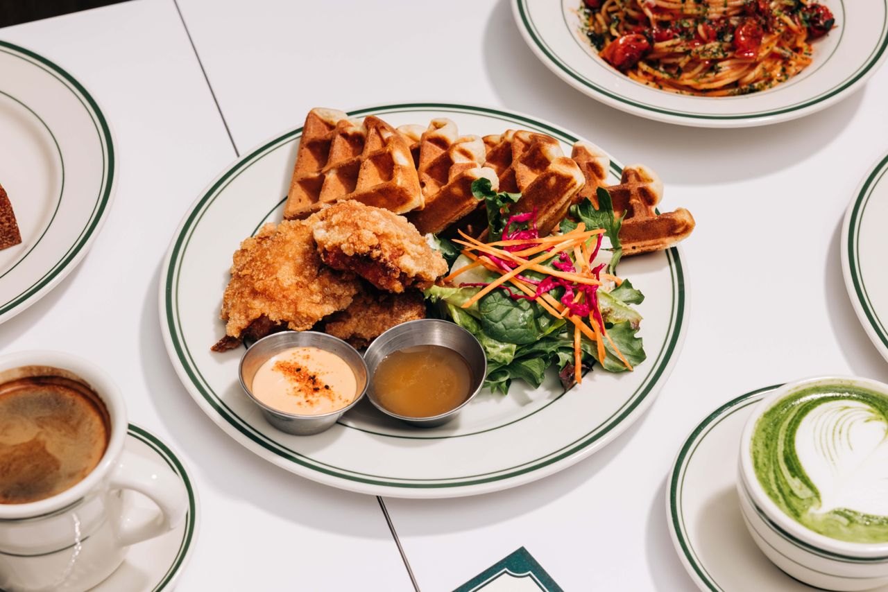 The Karage Moffle, featuring Japanese fried chicken with a mochi waffle drizzled with a miso syrup