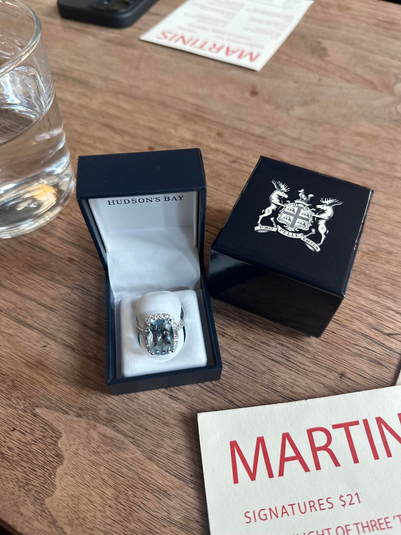 A close up of Rebecca and Rudi's engagement ring.