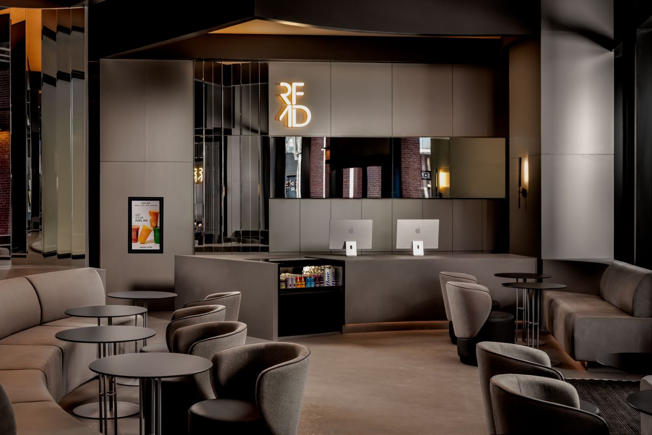The lounge at Reformd, a new Lagree studio from Sweat and Tonic