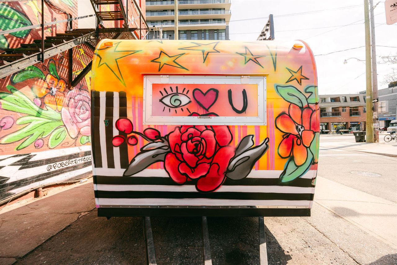 The back of Robert Street Cookies, a cookie shop inside a trailer in Toronto