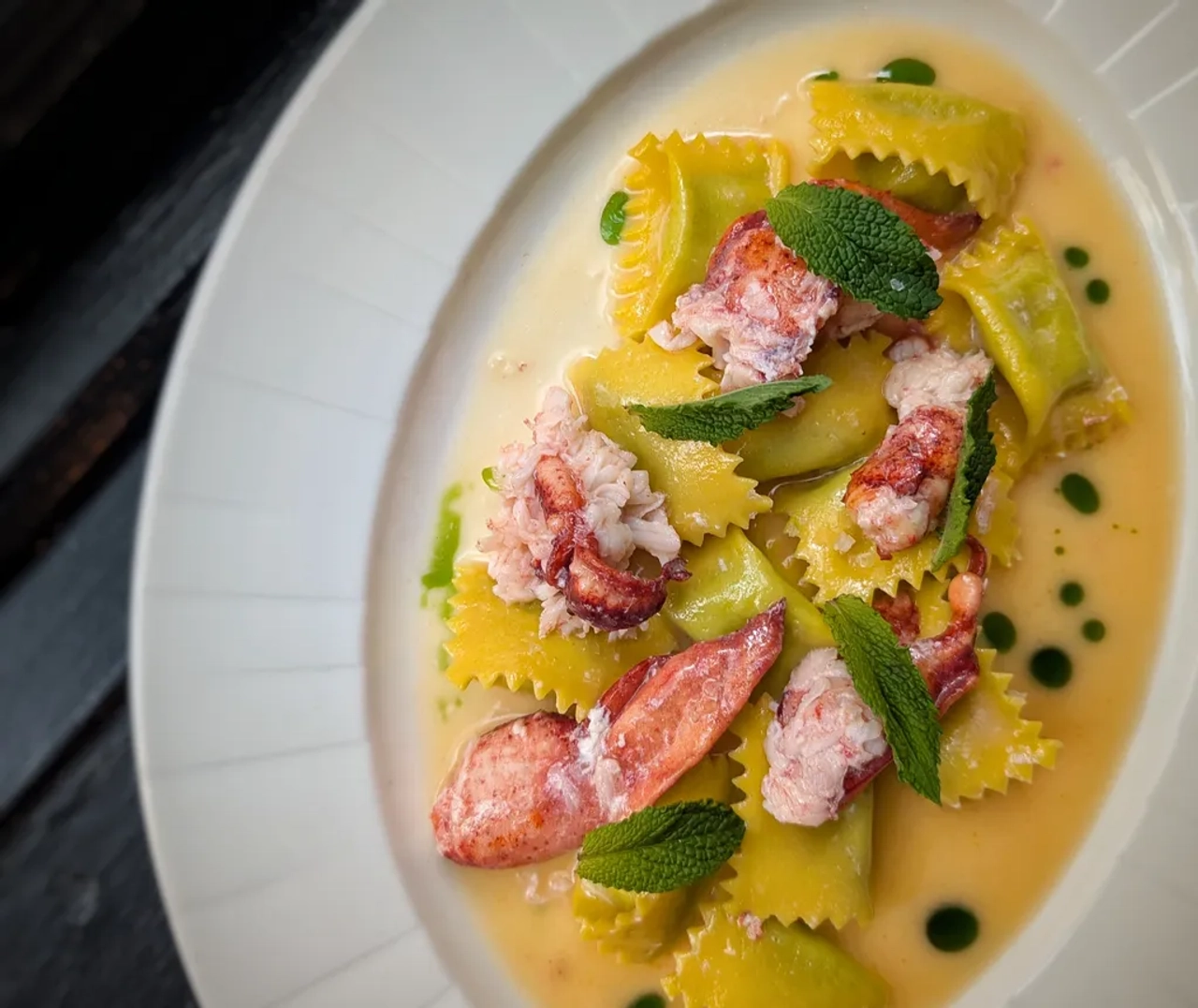 Lobster agnolotti, one course of Amano Trattoria's all-pasta tasting menu