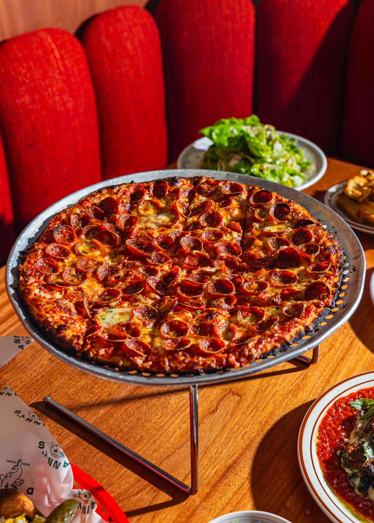 A pepperoni pizza
