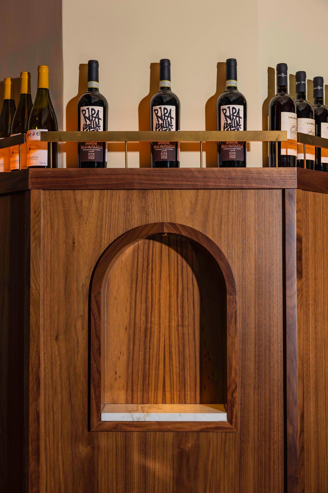 A wine window, like the ones in Florence, in a Toronto restaurant