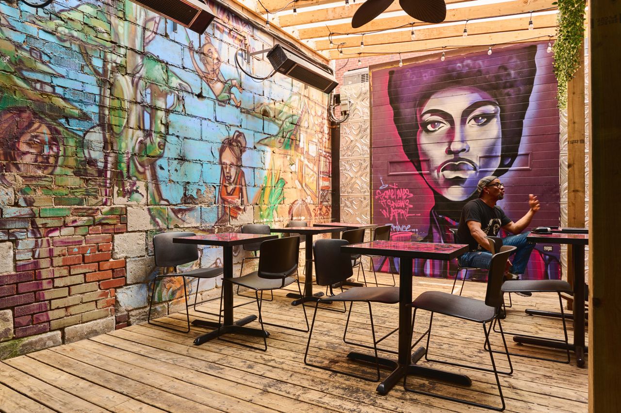 The back patio at Harlem Underground in Toronto