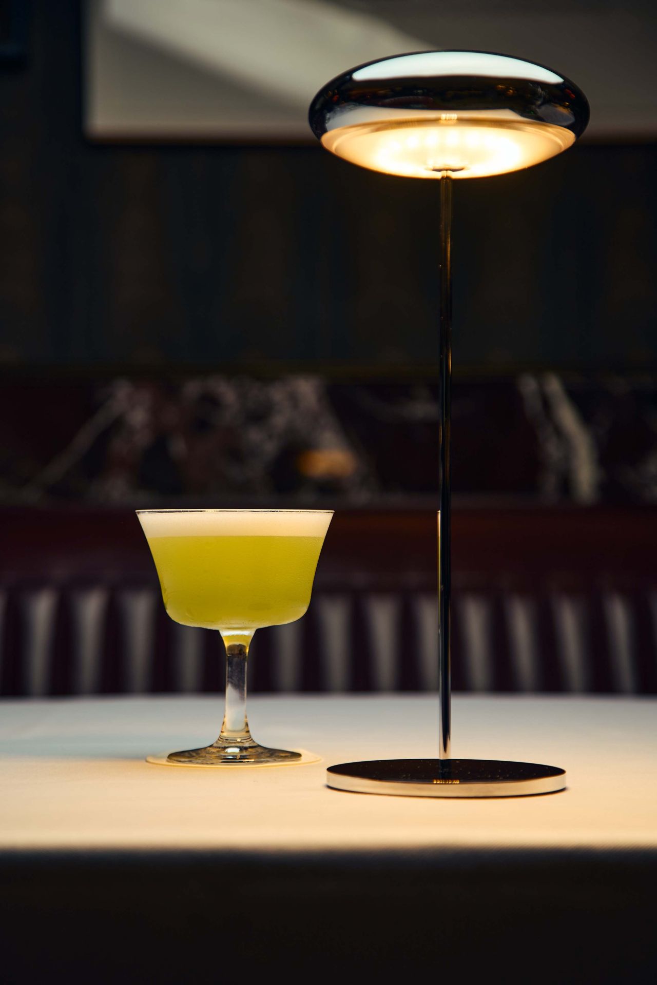 The Alpinista is made with Sipsmith gin, house-made basil liqueur, mint cordial, lime and egg whites