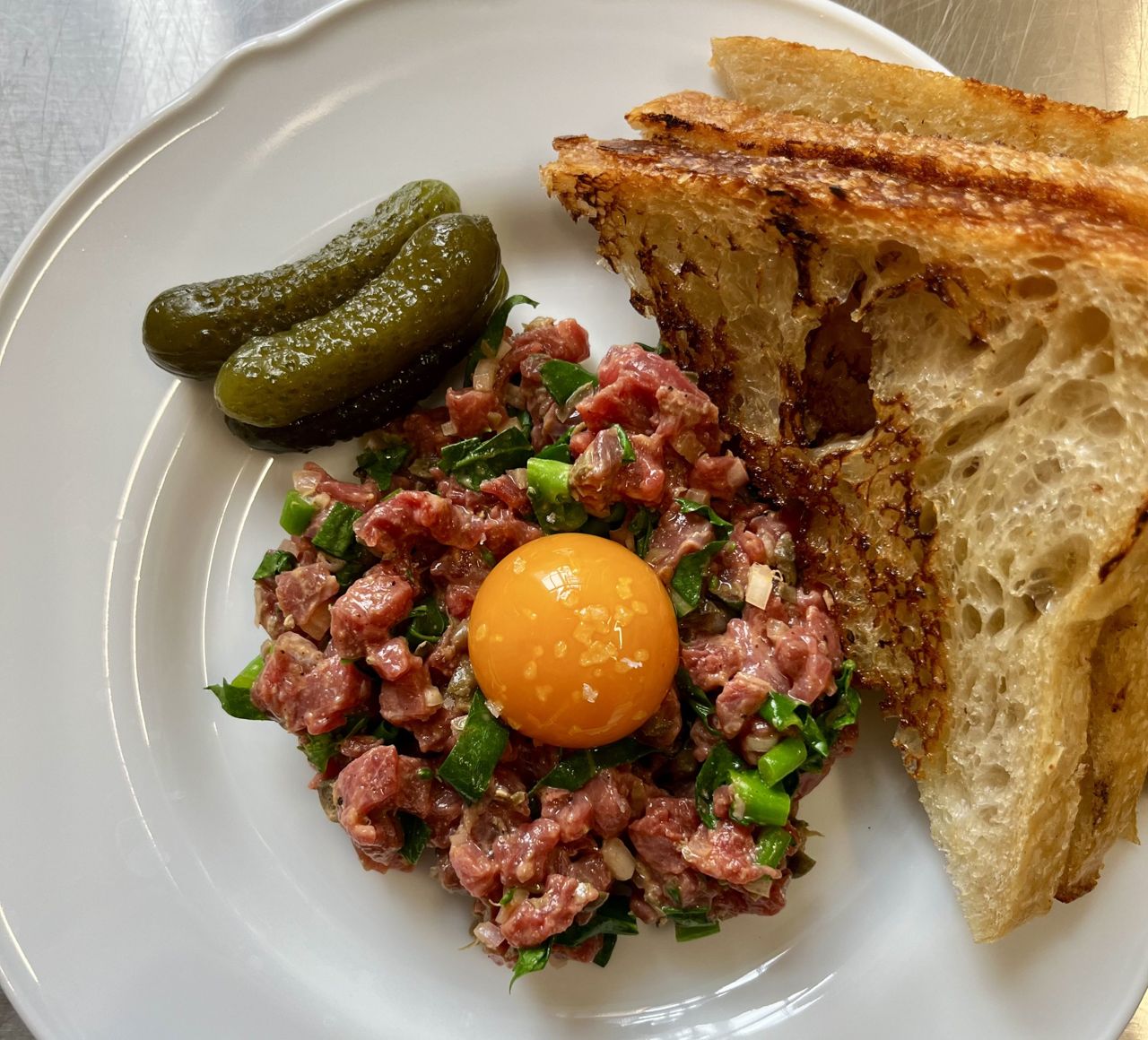Bison tartare at Sundays Restaurant in Uxbridge