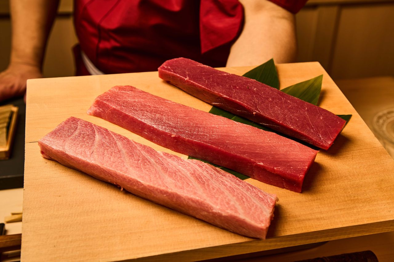 Three cuts of tuna