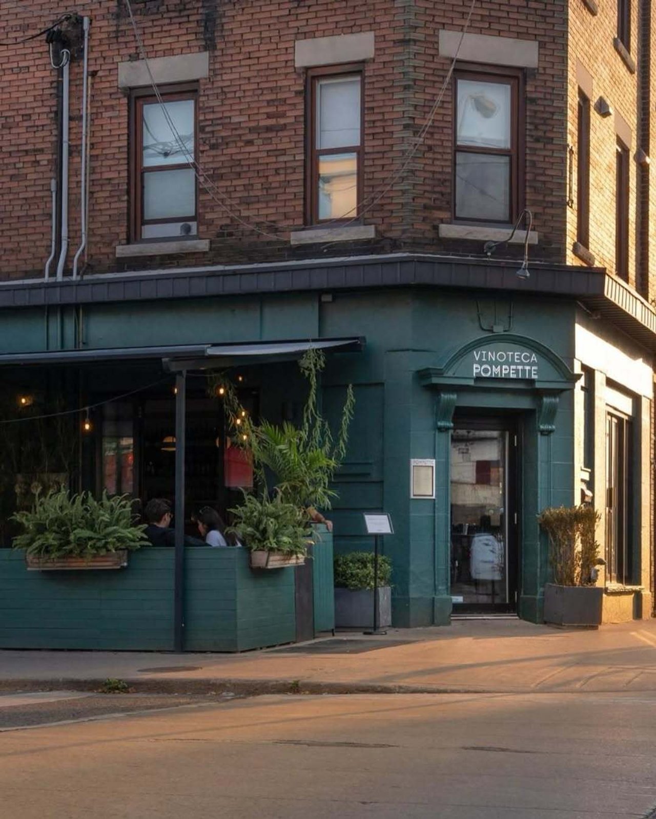 The patio outside Vinoteca Pompette in Toronto