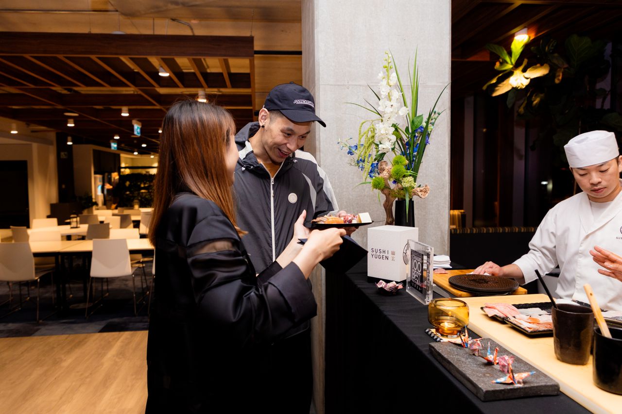 Jeremy Lin enjoying sushi from Sushi Yugen