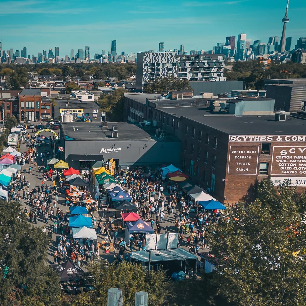 An aerial shot of Picklefest, held at Henderson Brewing Co. in Toronto