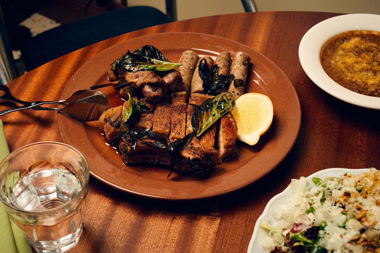 A plate of various pork products