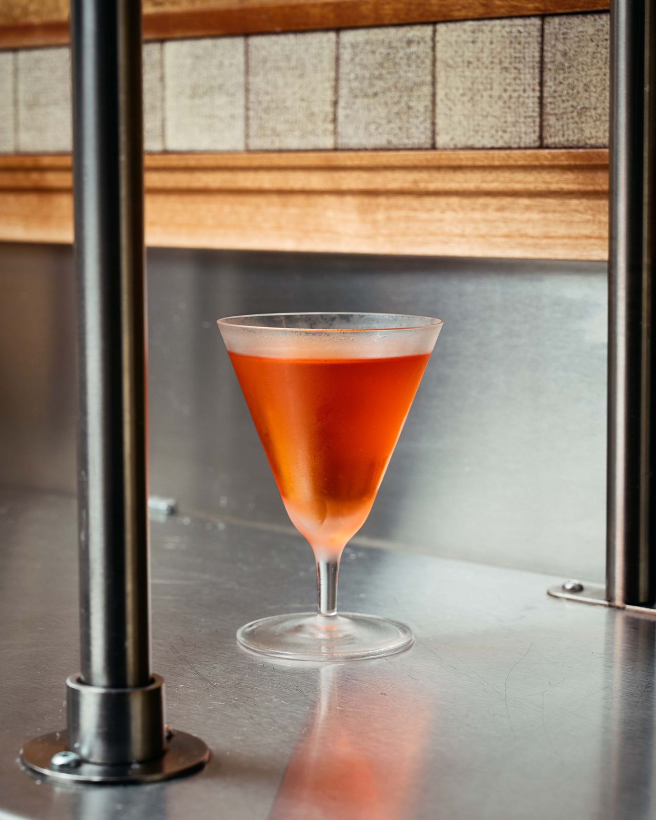 The house take on a classic Vesper is a pre-diluted, chilled blend of Lillet Blanc, Dillon’s and Plymouth gins, infused with local Ontario strawberries