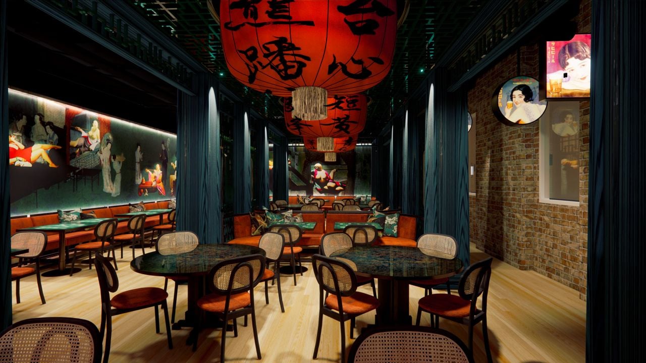 The dining room at Honey's Chinese, a restaurant in Toronto's Portland Square