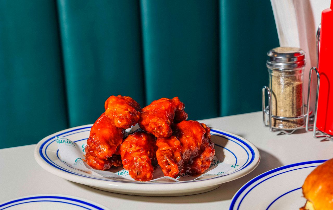 A plate of chicken wings