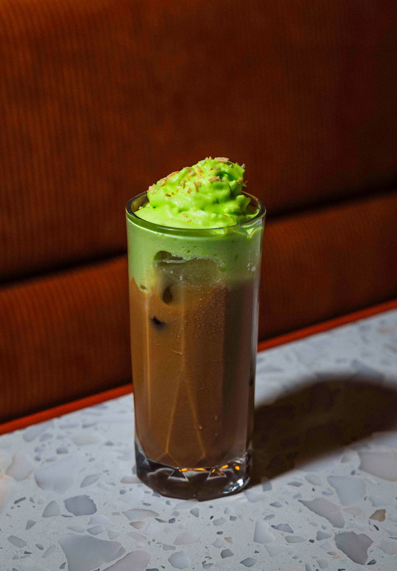 Another variant of Vietnamese coffee, the Ca Phe Sam Dua Sua, is topped with pandan foam made from a blend of coconut milk and pandan extract